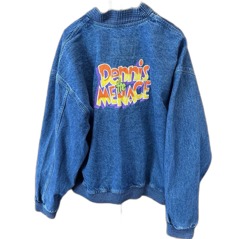 International Denim Jean Jacket L Vintage Pockets Snaps Dennis The Menace